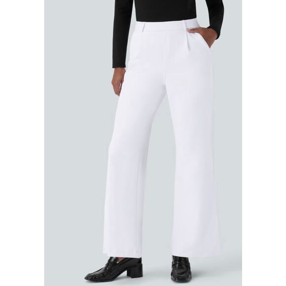 Halara Womens High Waist Flare Leg Pants Size M Office Work Summer White - Picture 2 of 7